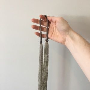 Fossil brand multi-strand silver beaded necklace